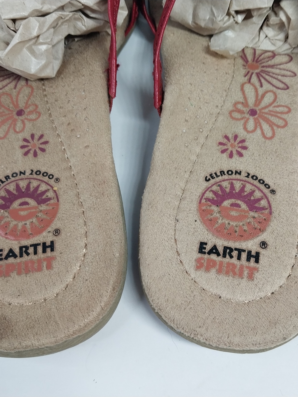 Earth Spirit Wini Slides Women's 6.5 Red Strappy Gelron 2000 Sandal Shoes Boho - Picture 6 of 12